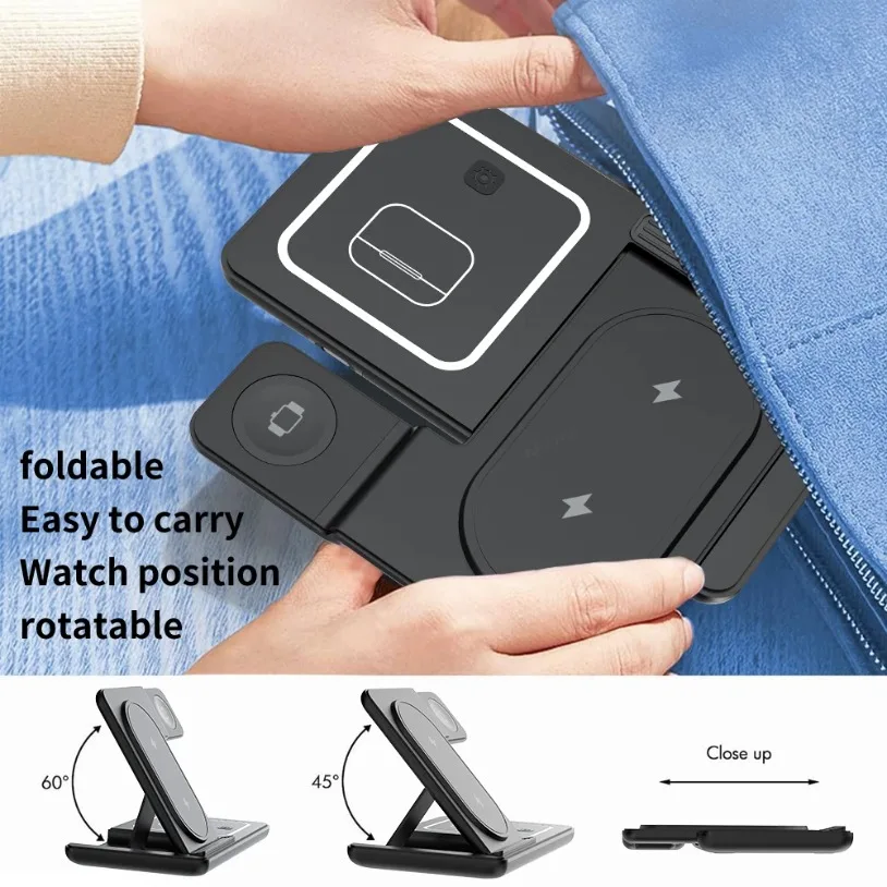 Складная настольная подставка  – обзор и цена Wireless Charger 3 In 1