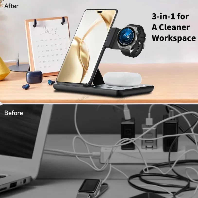 Складная настольная подставка  – обзор и цена Wireless Charger 3 In 1