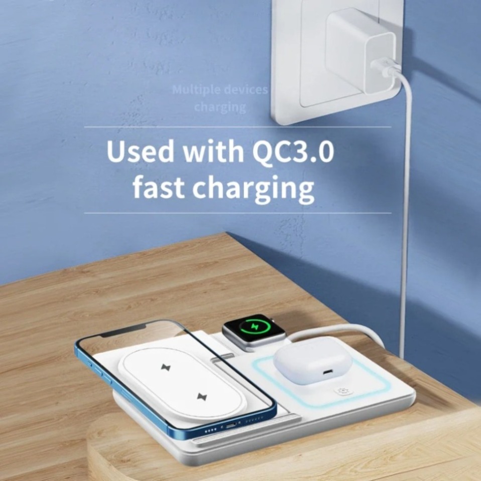 Ночная светодиодная лампа 3 в  – обзор и цена Wireless Charger 3 In 1